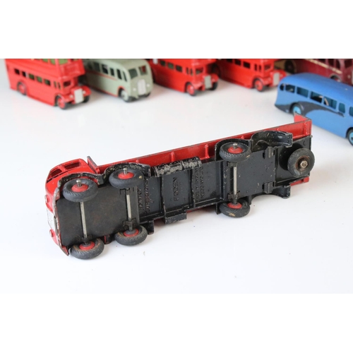 1185 - 16 Mid 20th C play worn Dinky diecast models to include 3 x Foden, 11 x various buses, etc