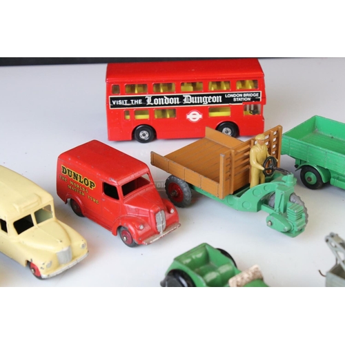 1186 - 12 Mid 20th C Dinky diecast models to include Dunlop Trojan, Daimler Ambulance, Petrol Tanker, Land ... 