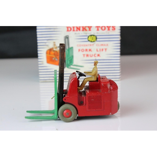 1189 - Boxed Dinky Supertoys 401 Coventry Climax Fork Lift Truck diecast model in red, diecast & box gd ove... 