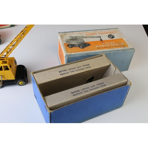 1191 - Two boxed Dinky Supertoys to include 561 Blaw Knox Bulldozer in red and 571 Coles Mobile Crane, both... 