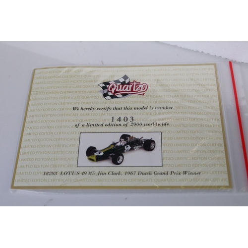 1193 - Boxed ltd edn 1:18 Quartzo 18203 Classic Grand Prix Lotus #5 Jim Clark 1967 Dutch Grand Prix Winner ... 