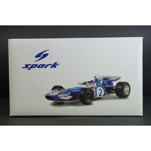 1196 - Autograph - Boxed 1/18 Spark Minimax 18S066 Matra MS80 No 2 Winner French GP 1969 diecast model, exc... 