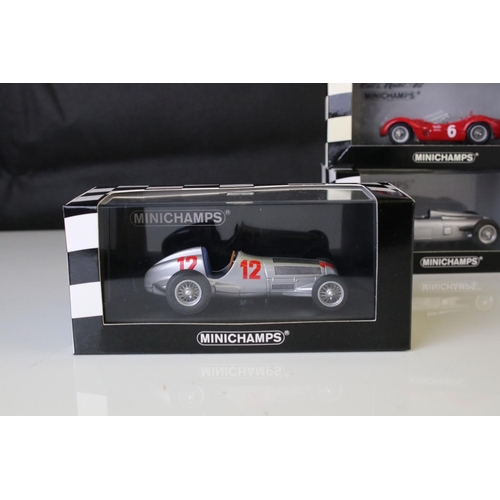 1203 - Seven boxed / cased 1:43 continental diecast models to include 4 x Pauls Model Art Minichamps and 3 ... 