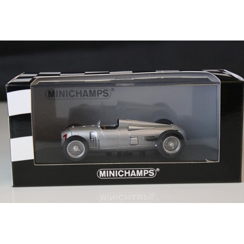 1203 - Seven boxed / cased 1:43 continental diecast models to include 4 x Pauls Model Art Minichamps and 3 ... 