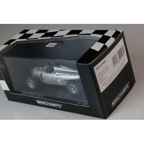 1203 - Seven boxed / cased 1:43 continental diecast models to include 4 x Pauls Model Art Minichamps and 3 ... 