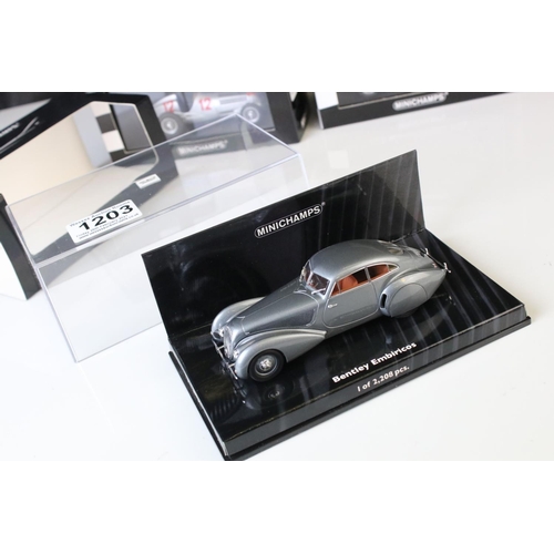 1203 - Seven boxed / cased 1:43 continental diecast models to include 4 x Pauls Model Art Minichamps and 3 ... 