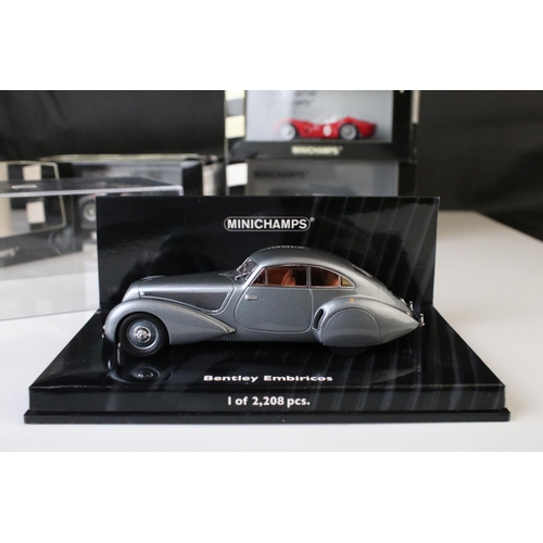 1203 - Seven boxed / cased 1:43 continental diecast models to include 4 x Pauls Model Art Minichamps and 3 ... 