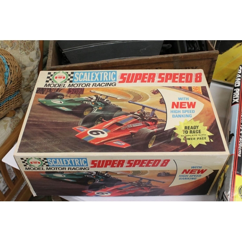 1224 - Large quantity of Scalextric to include 6 x slot cars, various track, controllers etc contained with... 