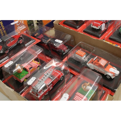 1229 - 12 Cased Hatchette Citroen CV diecast models with magazines/backing cards