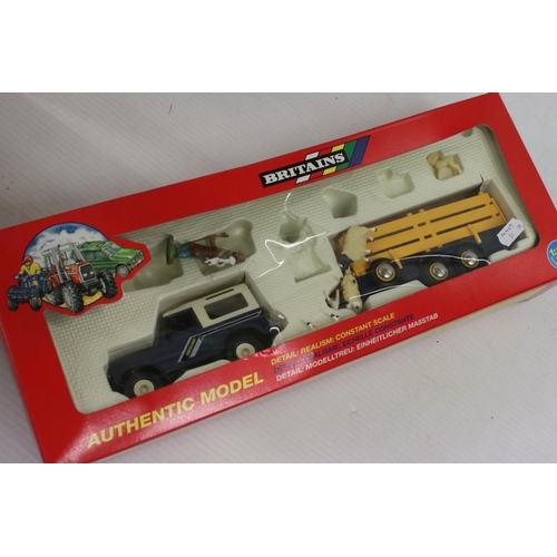 1240 - Eight boxed Britains 1:32 farming models to include 9651 Land Rover, Trailer and Accessories, 9602 J... 