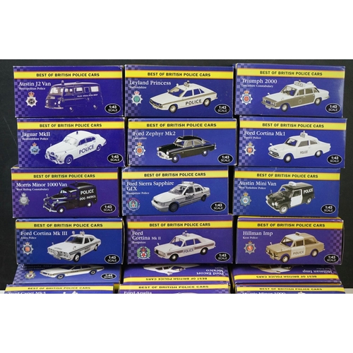 1252 - 27 x Boxed Atlas Editions diecast police cars to include 4650107 Austin 18000 MKII, 4650118 Jaguar X... 