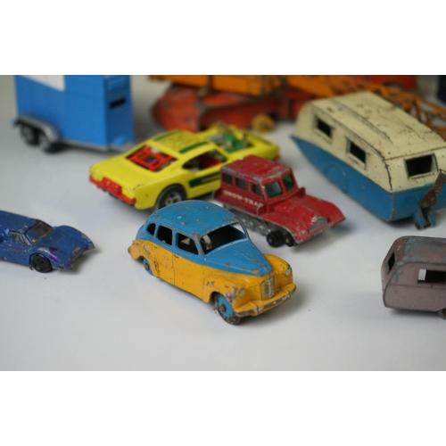 1256 - 14 mid 20th C play worn diecast models to include Dinky, Corgi and Matchbox Lesney featuring Corgi J... 