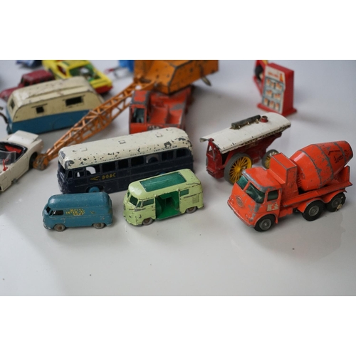 1256 - 14 mid 20th C play worn diecast models to include Dinky, Corgi and Matchbox Lesney featuring Corgi J... 