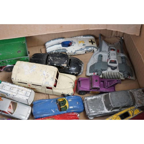 1261 - 40 Original mid 20th C heavily play worn diecast models to include Dinky, Matchbox Lesney and Corgi