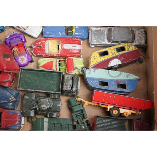 1261 - 40 Original mid 20th C heavily play worn diecast models to include Dinky, Matchbox Lesney and Corgi