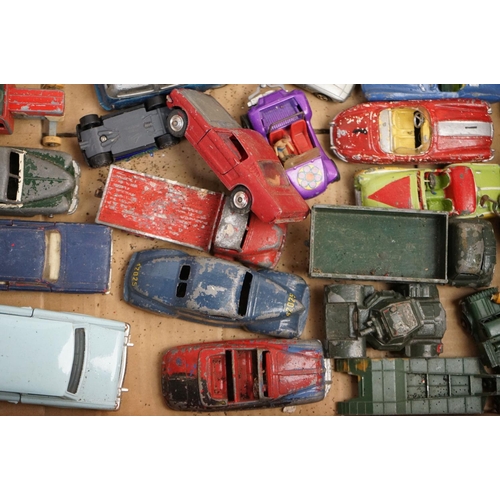 1261 - 40 Original mid 20th C heavily play worn diecast models to include Dinky, Matchbox Lesney and Corgi