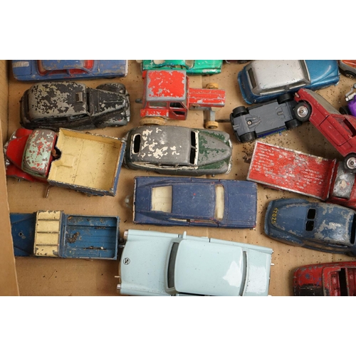 1261 - 40 Original mid 20th C heavily play worn diecast models to include Dinky, Matchbox Lesney and Corgi