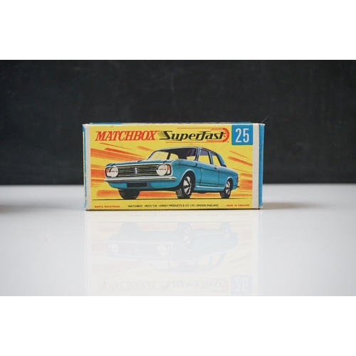 1272 - Five boxed Matchbox diecast models to include 2 x Superfast (25 Ford Cortina GT, 38 Honda Motorcycle... 