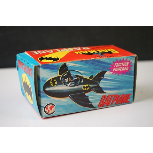 1289 - Boxed Batman Batplane friction powered plastic model, made in Hong Kong, vg with gd box