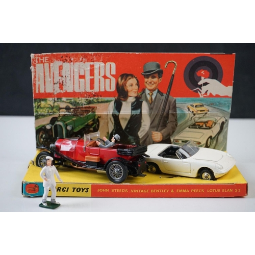 1292 - Boxed Corgi Gift Set 40 The Avengers Vintage Bentley and Lotus Elan S2, 2 x figures and 1 x umbrella... 