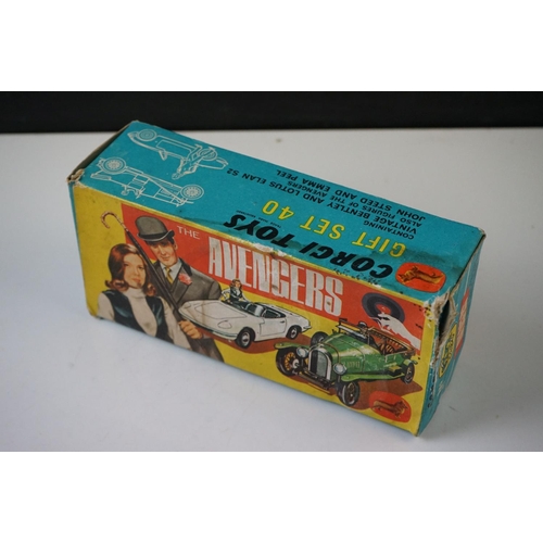 1292 - Boxed Corgi Gift Set 40 The Avengers Vintage Bentley and Lotus Elan S2, 2 x figures and 1 x umbrella... 