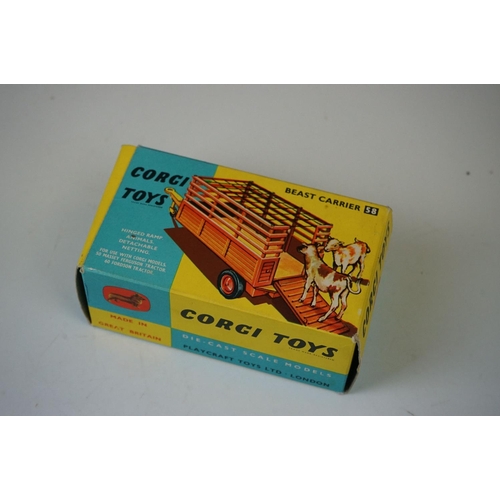 1295 - Three boxed Corgi diecast models to include 58 Beast Carrier, 56 Four Furrow Plough and 100 Dropside... 