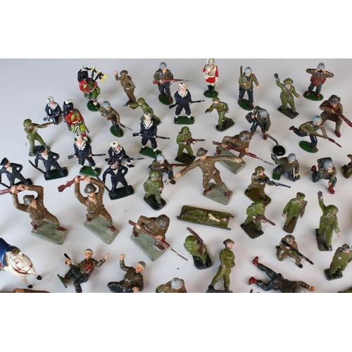 1297 - Collection of mid 20th C figures and soldiers to include Britains & Leyla, various regiments, vg con... 