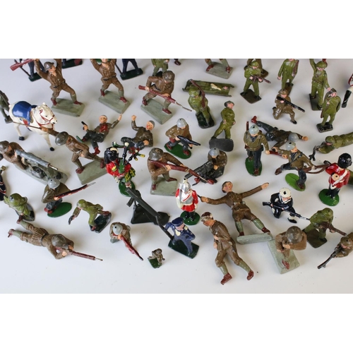 1297 - Collection of mid 20th C figures and soldiers to include Britains & Leyla, various regiments, vg con... 