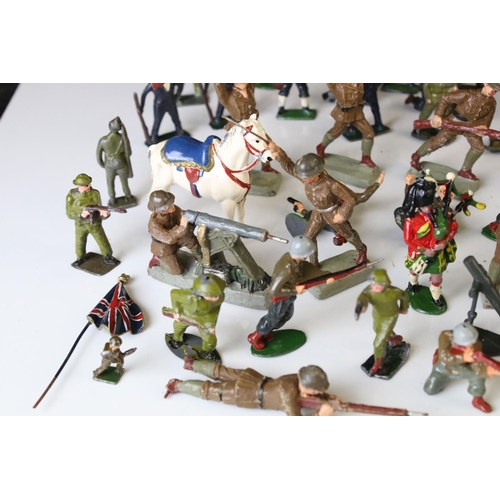 1297 - Collection of mid 20th C figures and soldiers to include Britains & Leyla, various regiments, vg con... 