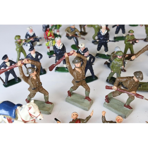 1297 - Collection of mid 20th C figures and soldiers to include Britains & Leyla, various regiments, vg con... 