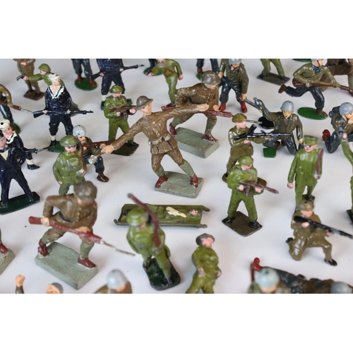 1297 - Collection of mid 20th C figures and soldiers to include Britains & Leyla, various regiments, vg con... 