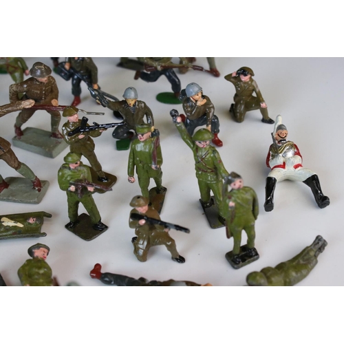 1297 - Collection of mid 20th C figures and soldiers to include Britains & Leyla, various regiments, vg con... 