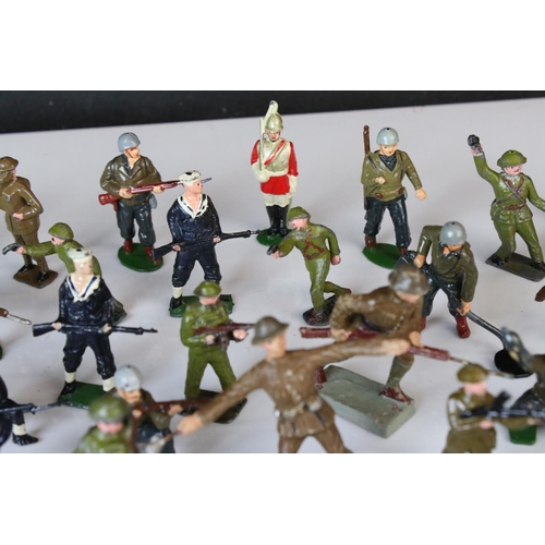 1297 - Collection of mid 20th C figures and soldiers to include Britains & Leyla, various regiments, vg con... 