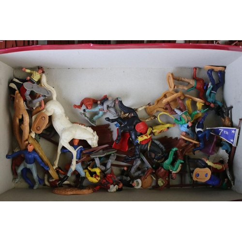 1301 - Quantity of mid-late 20th C plastic Wild West figures, mainly Britains & Timpo featuring Swoppets an... 