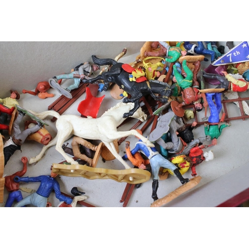 1301 - Quantity of mid-late 20th C plastic Wild West figures, mainly Britains & Timpo featuring Swoppets an... 