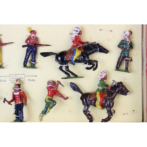 1320 - Boxed Britains Cowboys and North American Indians No 208 Mounted an on Foot metal figure set, comple... 