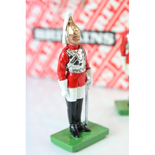 1330 - Four boxed Britains 12 x metal figure sets to include 8012 Lifeguard, 8016 Scots Guard Piper, P88085... 