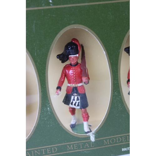 1332 - Eight boxed Britains metal soldier sets to include 7205 3 Mounted Lifeguards, 7239 Gordon Highlander... 