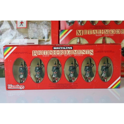 1332 - Eight boxed Britains metal soldier sets to include 7205 3 Mounted Lifeguards, 7239 Gordon Highlander... 