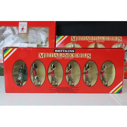 1332 - Eight boxed Britains metal soldier sets to include 7205 3 Mounted Lifeguards, 7239 Gordon Highlander... 