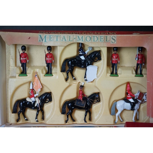 1338 - Four boxed Britains metal figure sets to include 7225 Scots Guards, 48005 Pipes & Drum Highlanders, ... 