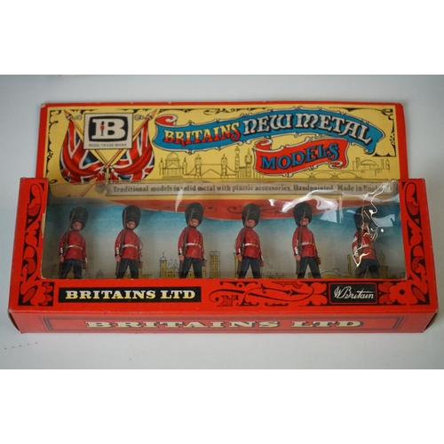 1338 - Four boxed Britains metal figure sets to include 7225 Scots Guards, 48005 Pipes & Drum Highlanders, ... 