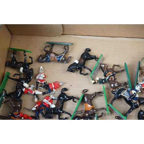 1344 - Collection of vintage metal horseback figures, features 29 horses in total, gd condition