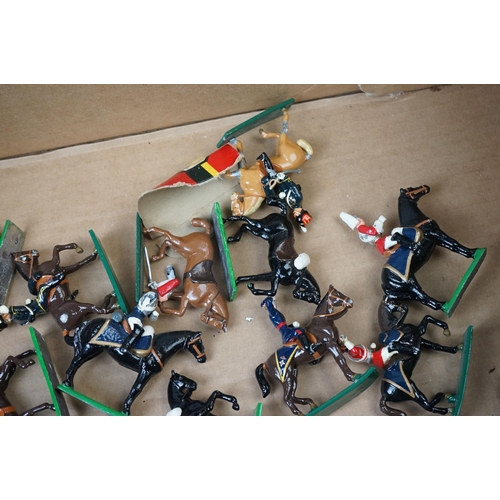 1344 - Collection of vintage metal horseback figures, features 29 horses in total, gd condition