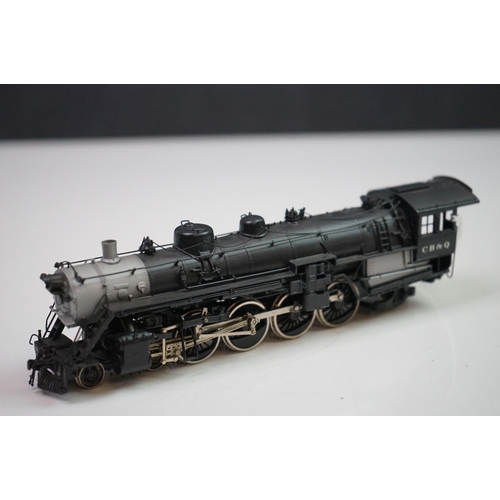 14 - Boxed Overland Models Inc HO gauge CB&Q B-1A 4-8-2 Burlington Route brass locomotive & tender made b... 