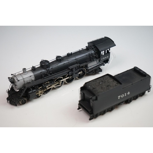 14 - Boxed Overland Models Inc HO gauge CB&Q B-1A 4-8-2 Burlington Route brass locomotive & tender made b... 