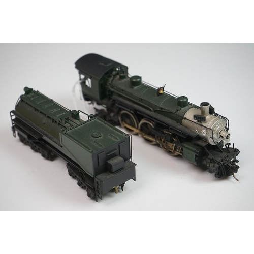 164 - Boxed Model Railroad HO gauge MB Austin 4-6-2 brass locomotive & tender, painted, appears vg, box gd... 