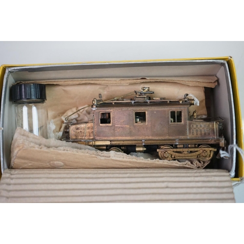 195 - Boxed E Suydam & Co HO Gauge Pacific Electric Steeple Cab electric brass locomotive (Japan), appeari... 