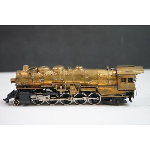 197 - Boxed Northwest Short Line HO gauge AT & SF 2-10-2 brass locomotive & tender by Toby (Japan), unpain... 