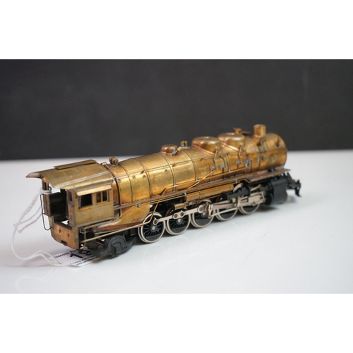 197 - Boxed Northwest Short Line HO gauge AT & SF 2-10-2 brass locomotive & tender by Toby (Japan), unpain... 